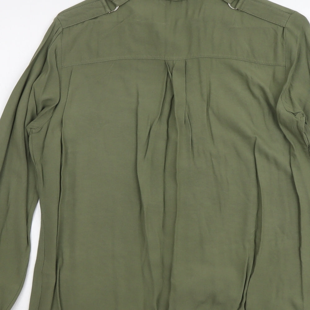 Womens UK Size 8 Select Green Basic Button-Up