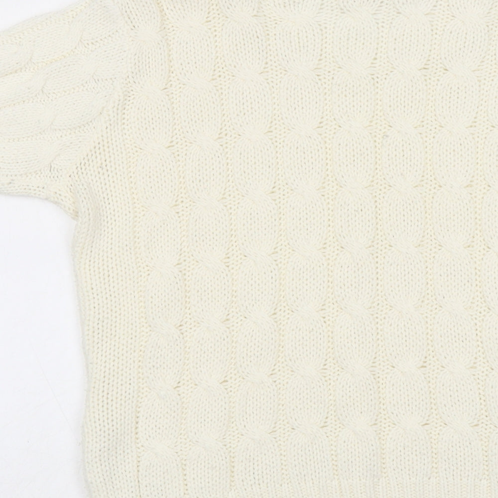 Influence Womens Ivory Round Neck Acrylic Pullover Jumper Size XS
