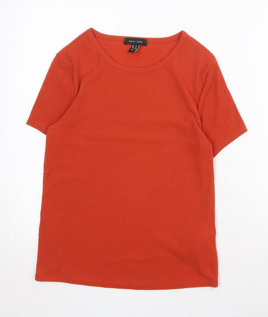 Womens UK Size 12 New Look Orange Basic T-Shirt