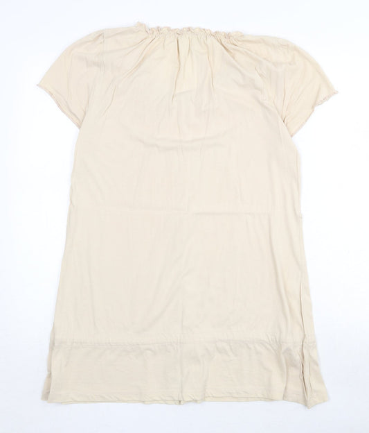 Evans Womens Beige 100% Cotton Basic Blouse Size 14 Round Neck