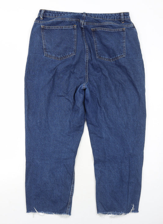 ASOS Womens Blue Cotton Boyfriend Jeans Size 34 in L30 in Regular Zip - Raw hems