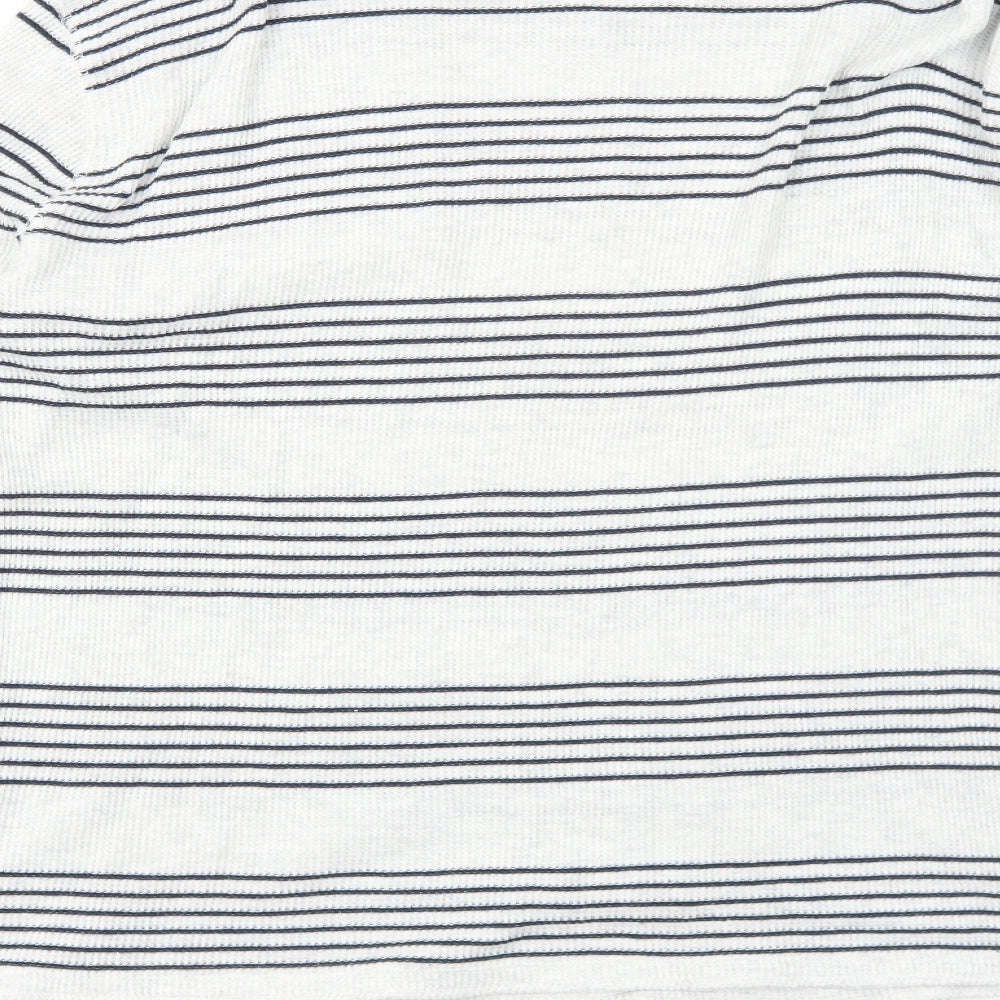 Gap Womens Grey Round Neck Striped Cotton Pullover Jumper Size L