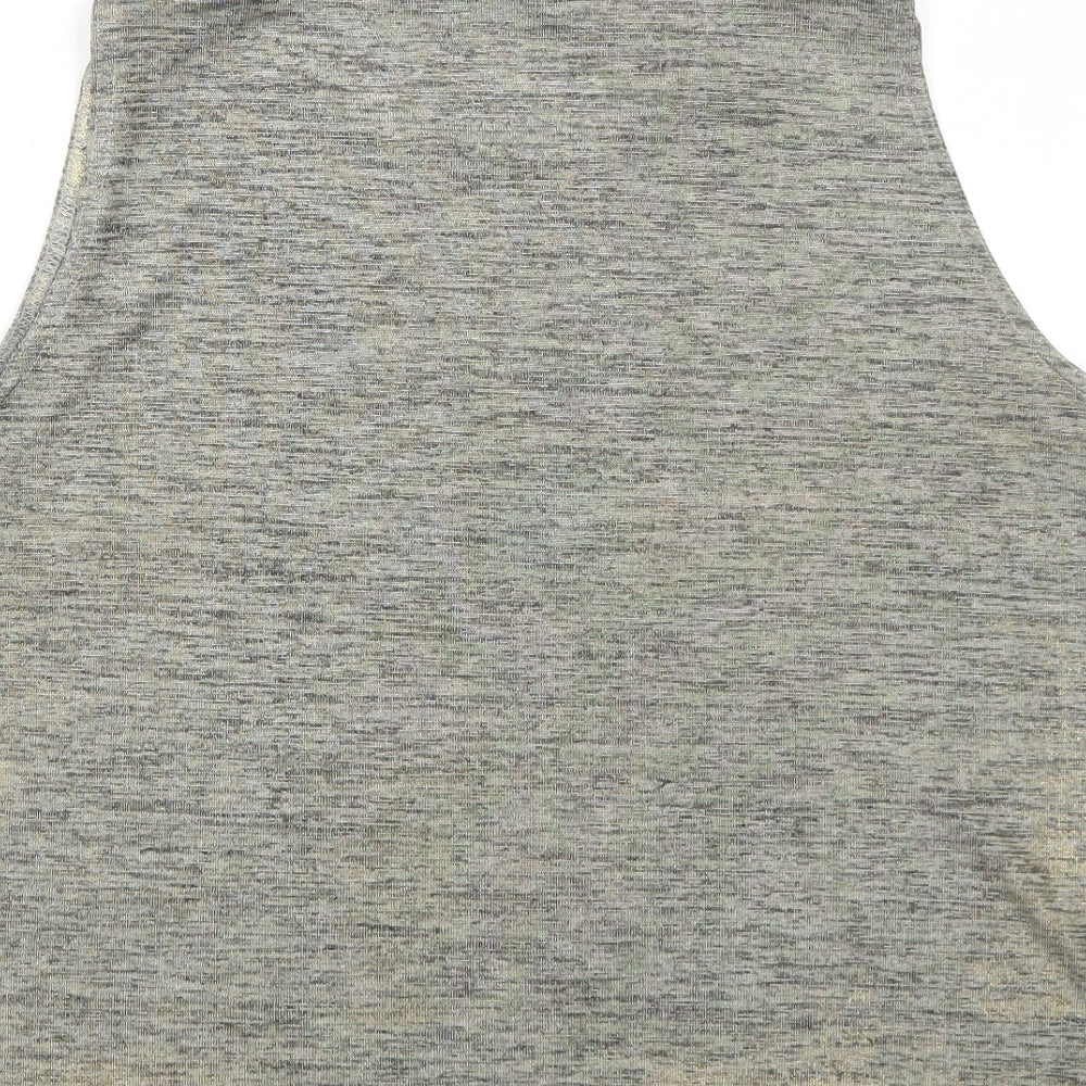 Boohoo Womens Green Geometric Polyester Basic Tank Size 14 Round Neck