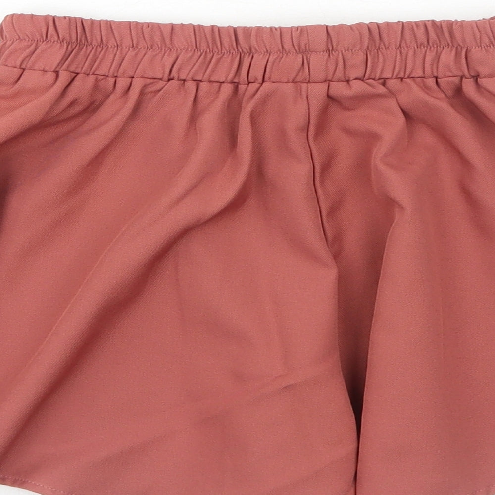 PRETTYLITTLETHING Womens Orange Polyester Sailor Shorts Size 4 Regular Pull On