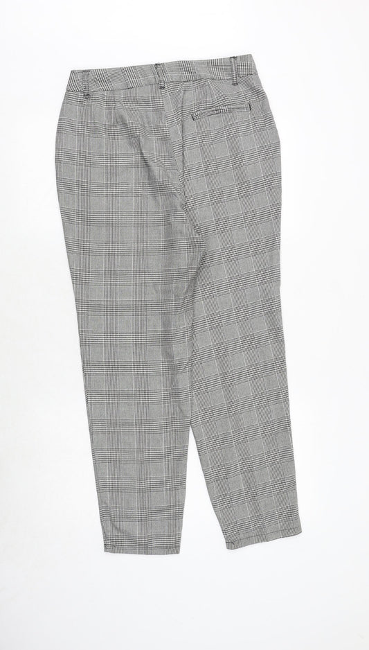 Bluesteel Mens Grey Plaid Polyester Carrot Trousers Size M Regular Zip
