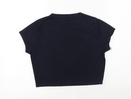 Womens UK Size 14 PRETTYLITTLETHING Blue Cropped T-Shirt