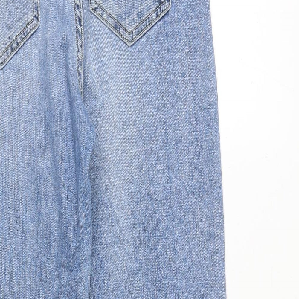 Topshop Womens Blue Cotton Straight Jeans Size 26 in Regular Zip