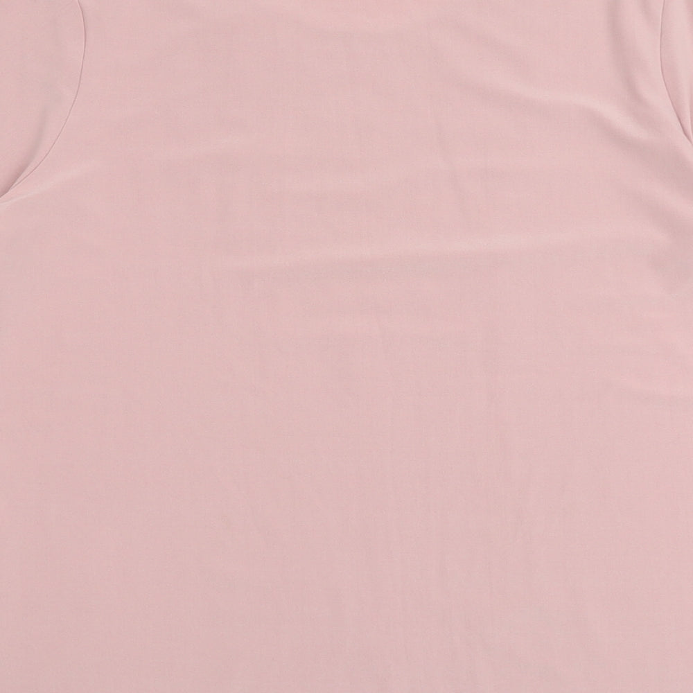 Classics Womens Pink Polyester Basic T-Shirt Size 16 Round Neck