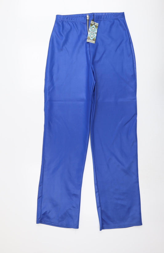 Womens UK Size 10 Boohoo Regular Fit Blue Trousers