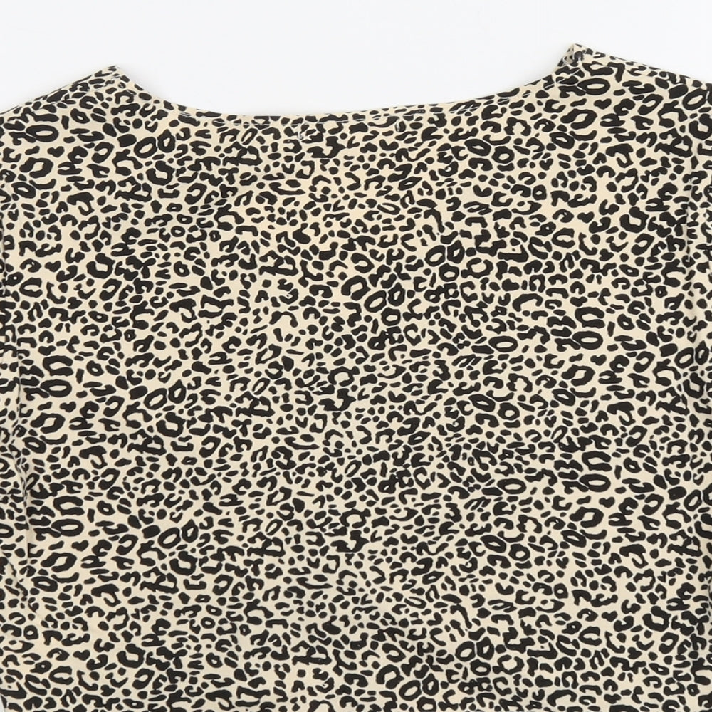 Womens UK Size L ROMWE Beige Cropped T-Shirt