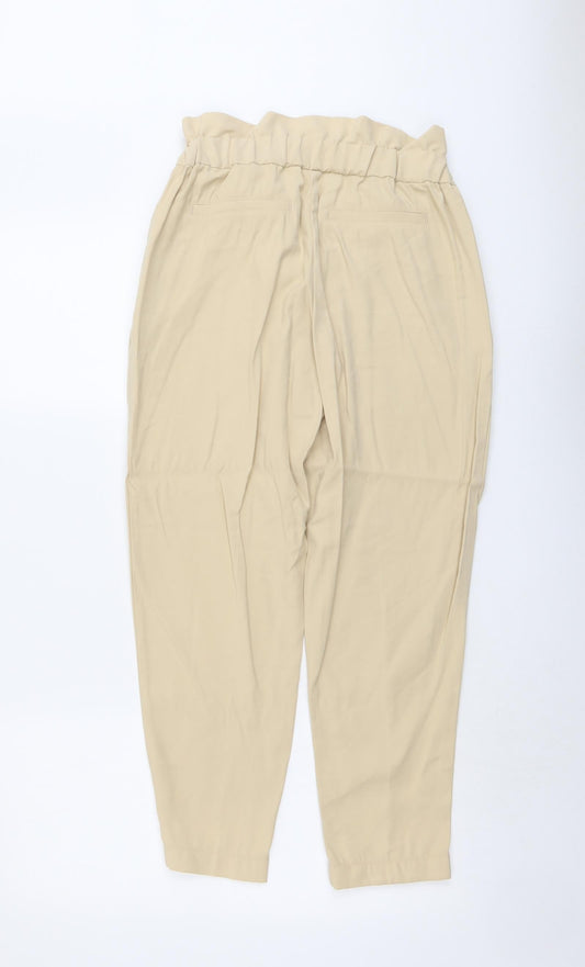 Womens UK Size S H&M Regular Fit Carrot Beige Trousers