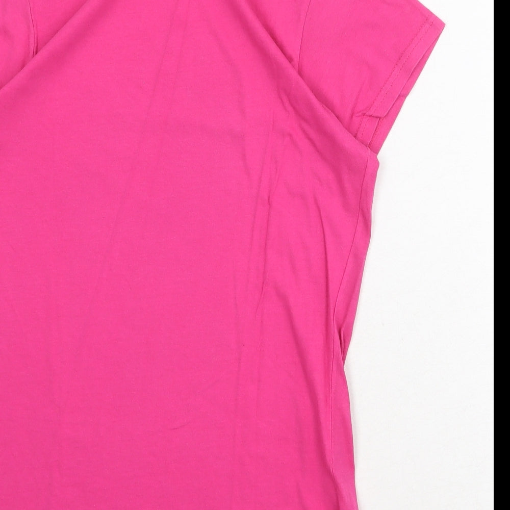 Womens UK Size M Gildan Pink Basic T-Shirt