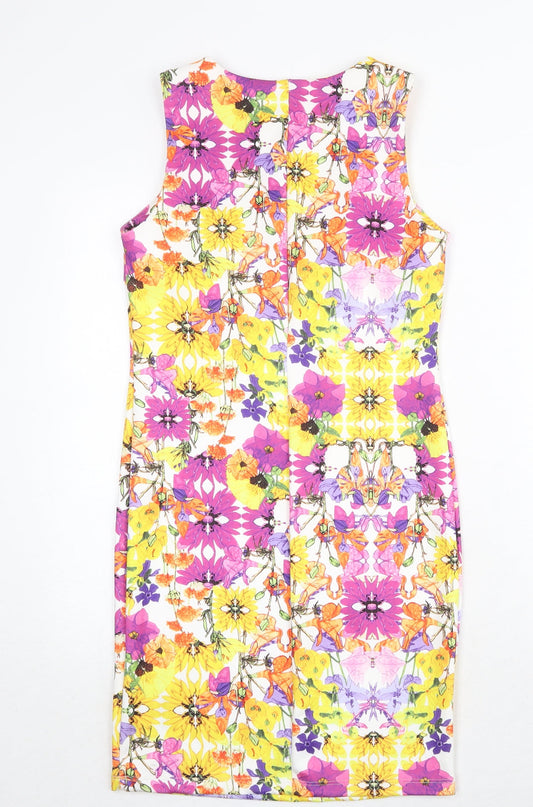 Body Flirt Womens Multicoloured Floral Polyester Pencil Dress Size S Boat Neck Pullover