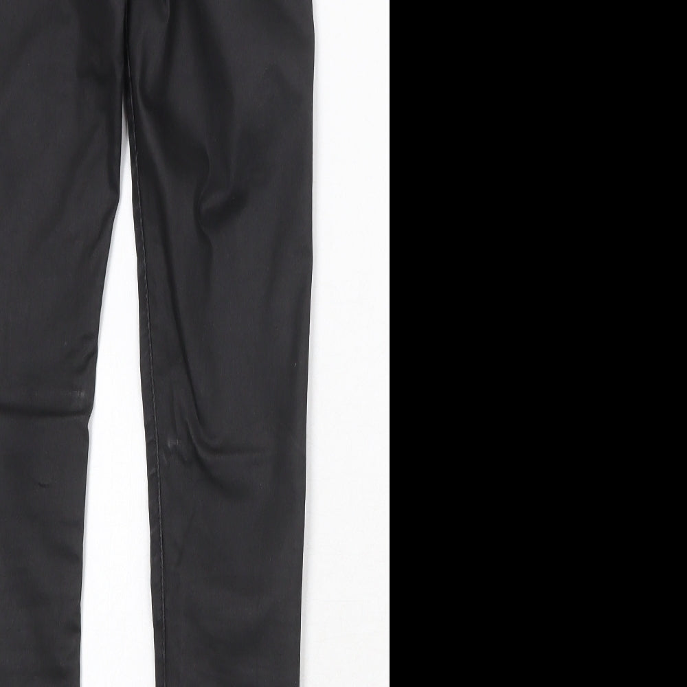 Topshop Womens Black Cotton Skinny Jeans Size 25 in Regular Zip - Coated