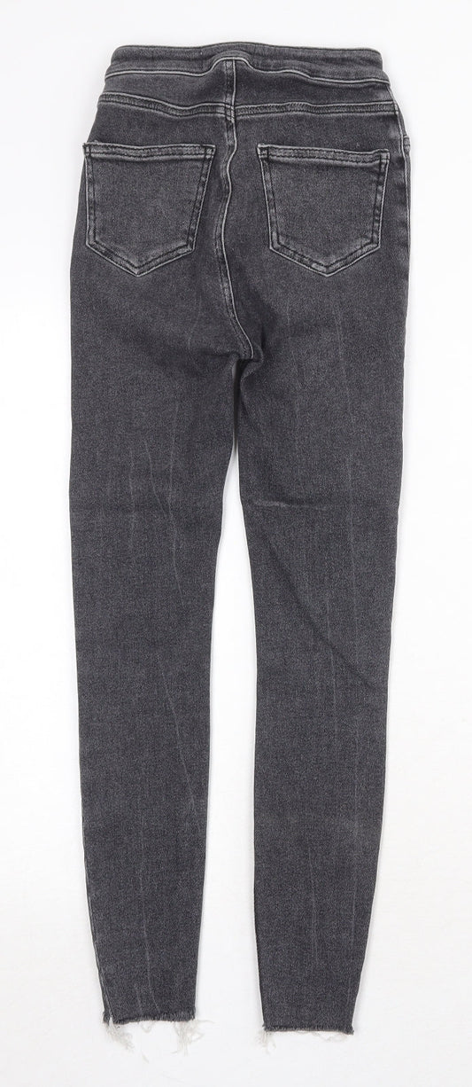 New Look Womens Grey Cotton Skinny Jeans Size 6 Regular Zip