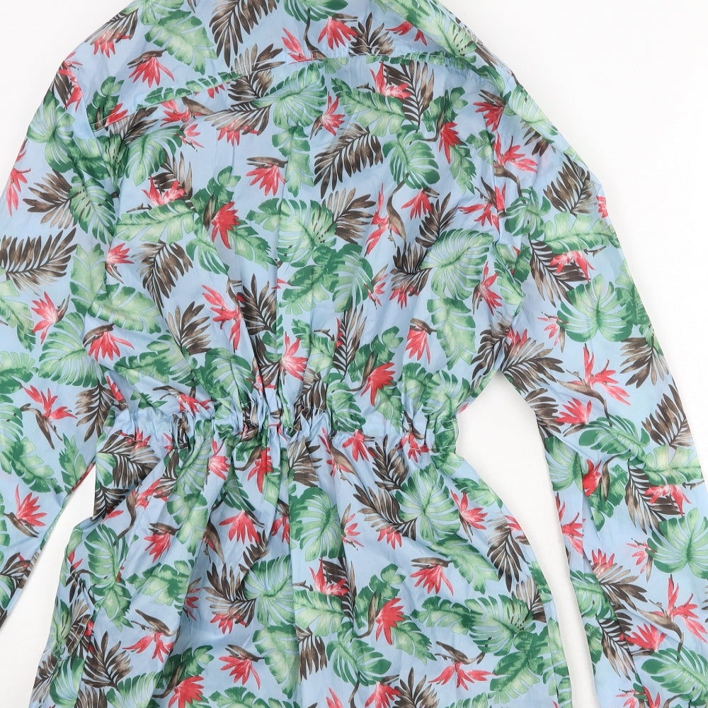 Harvey & Jones Womens Blue Geometric Rain Coat Coat Size 12 Zip