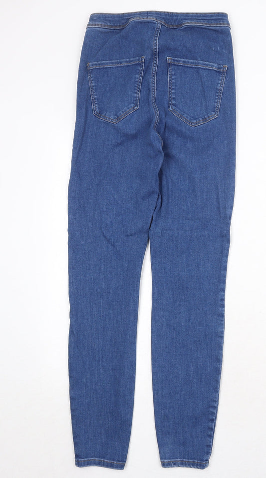 Miss Selfridge Womens Blue Cotton Straight Jeans Size 10 Regular Zip