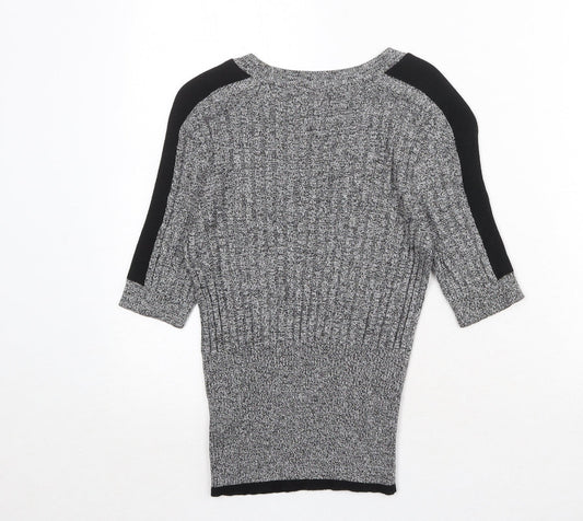 Marks and Spencer Womens Grey Round Neck Viscose Pullover Jumper Size 8