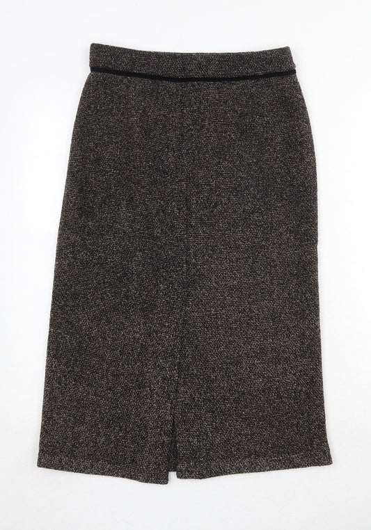 Marks and Spencer Womens Brown Polyester A-Line Skirt Size 8