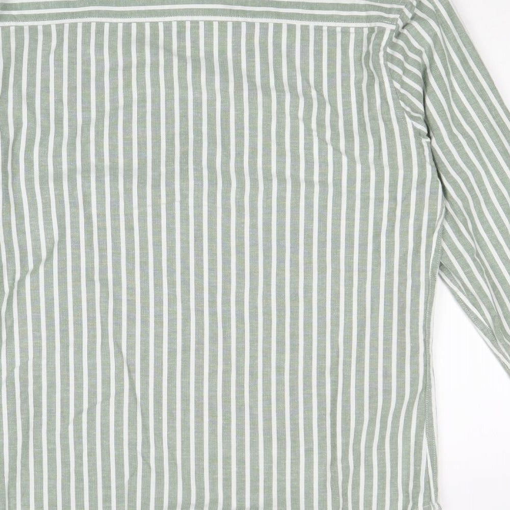 Mens UK Size M Boohoo Green Button-Up Long Sleeve Casual Shirt