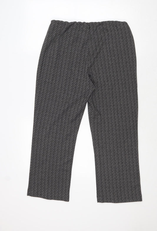 Bonmarché Womens Grey Geometric Polyester Trousers Size 12 Regular