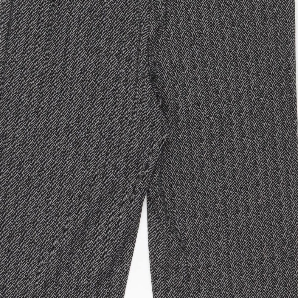 Bonmarché Womens Grey Geometric Polyester Trousers Size 12 Regular
