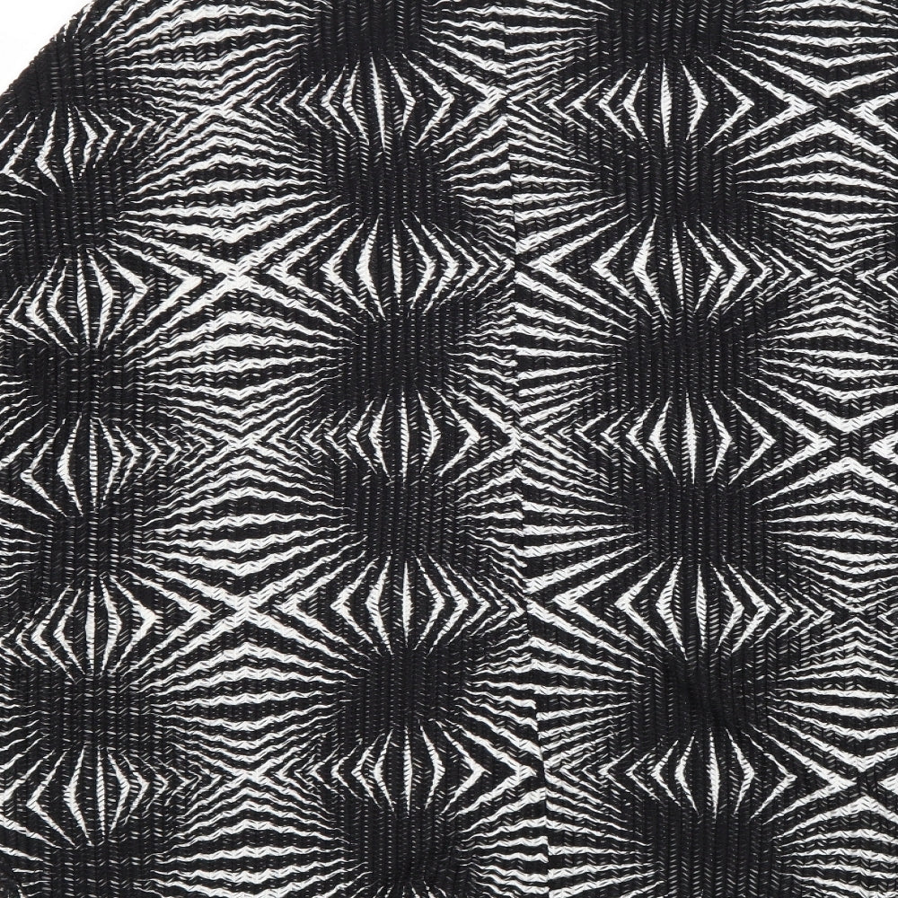 Mood Womens Black Geometric Polyester Basic Blouse Size S Round Neck - Size S-M