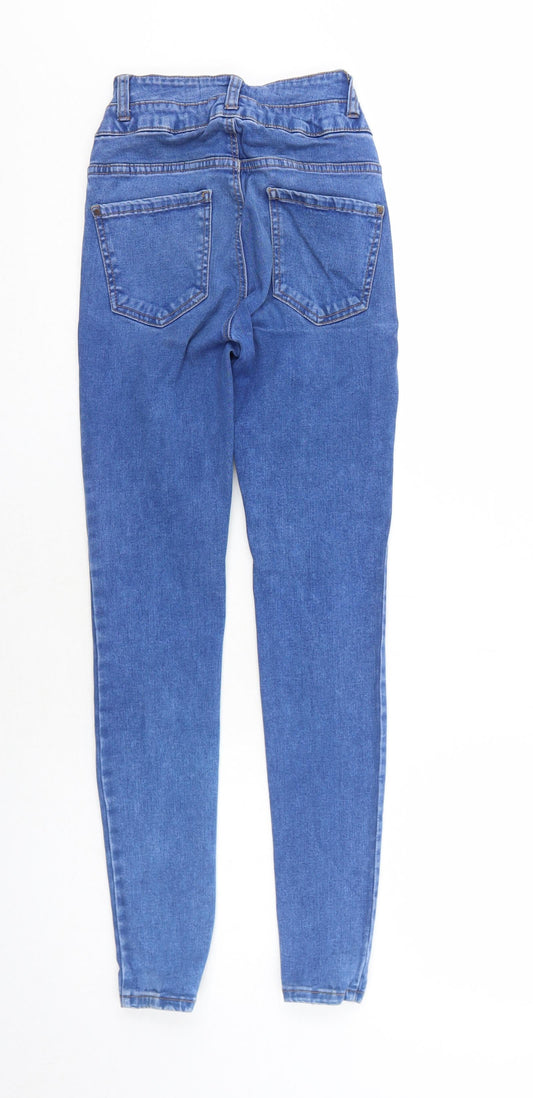New Look Womens Blue Cotton Skinny Jeans Size 6 Regular Zip