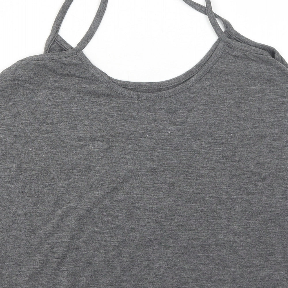 Boohoo Womens Grey Polyester Basic Tank Size 8 Round Neck