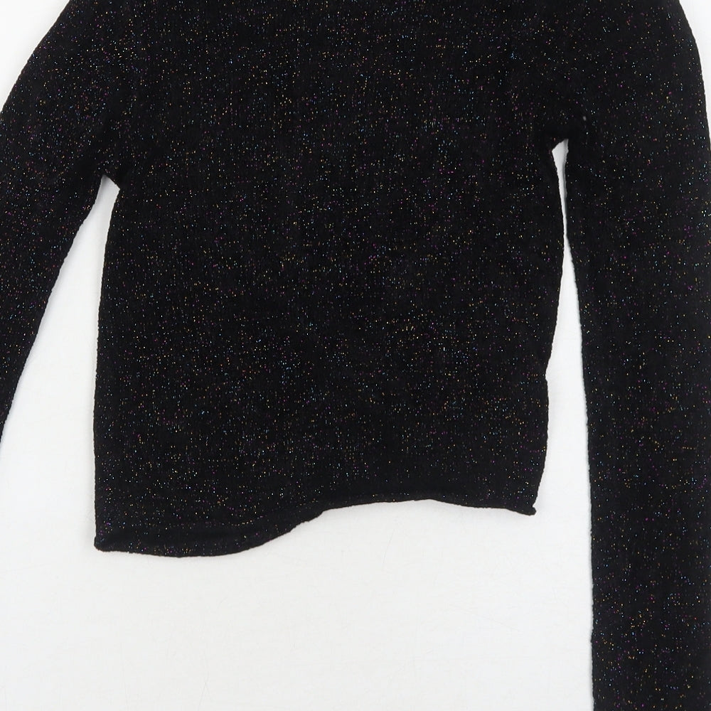 NEXT Girls Black Boat Neck Viscose Pullover Jumper Size 6 Years Pullover - Twist Detail