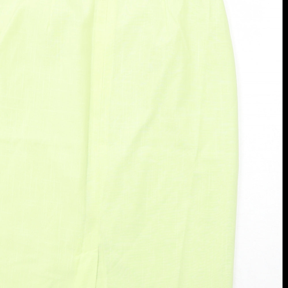 Premium Womens Green Viscose A-Line Skirt Size 16 Zip