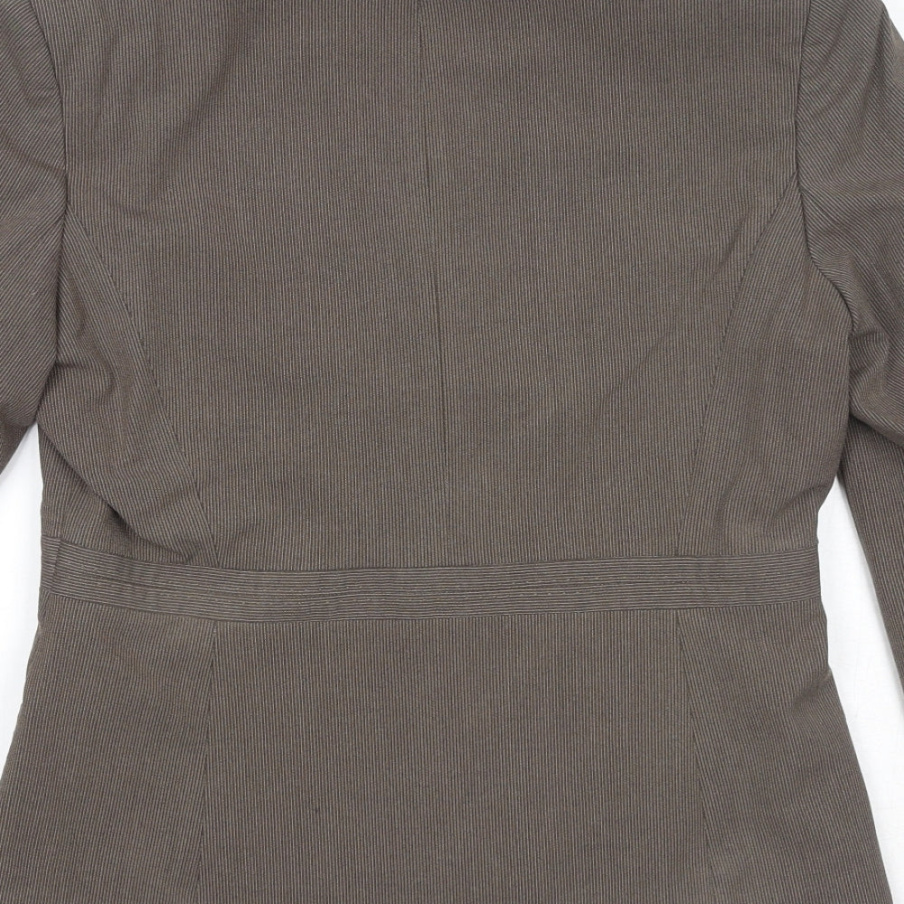 NEXT Womens Brown Striped Polyester Jacket Blazer Size 12