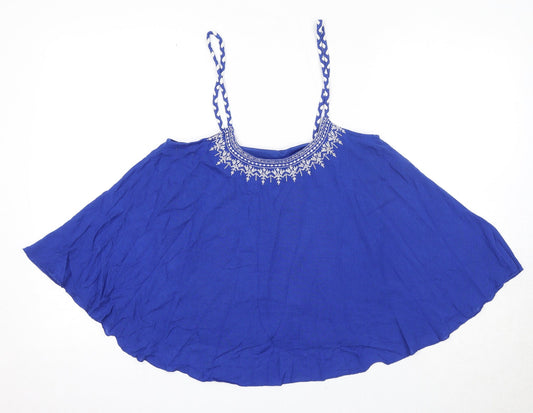 Womens UK Size S Mango Blue Basic Tank