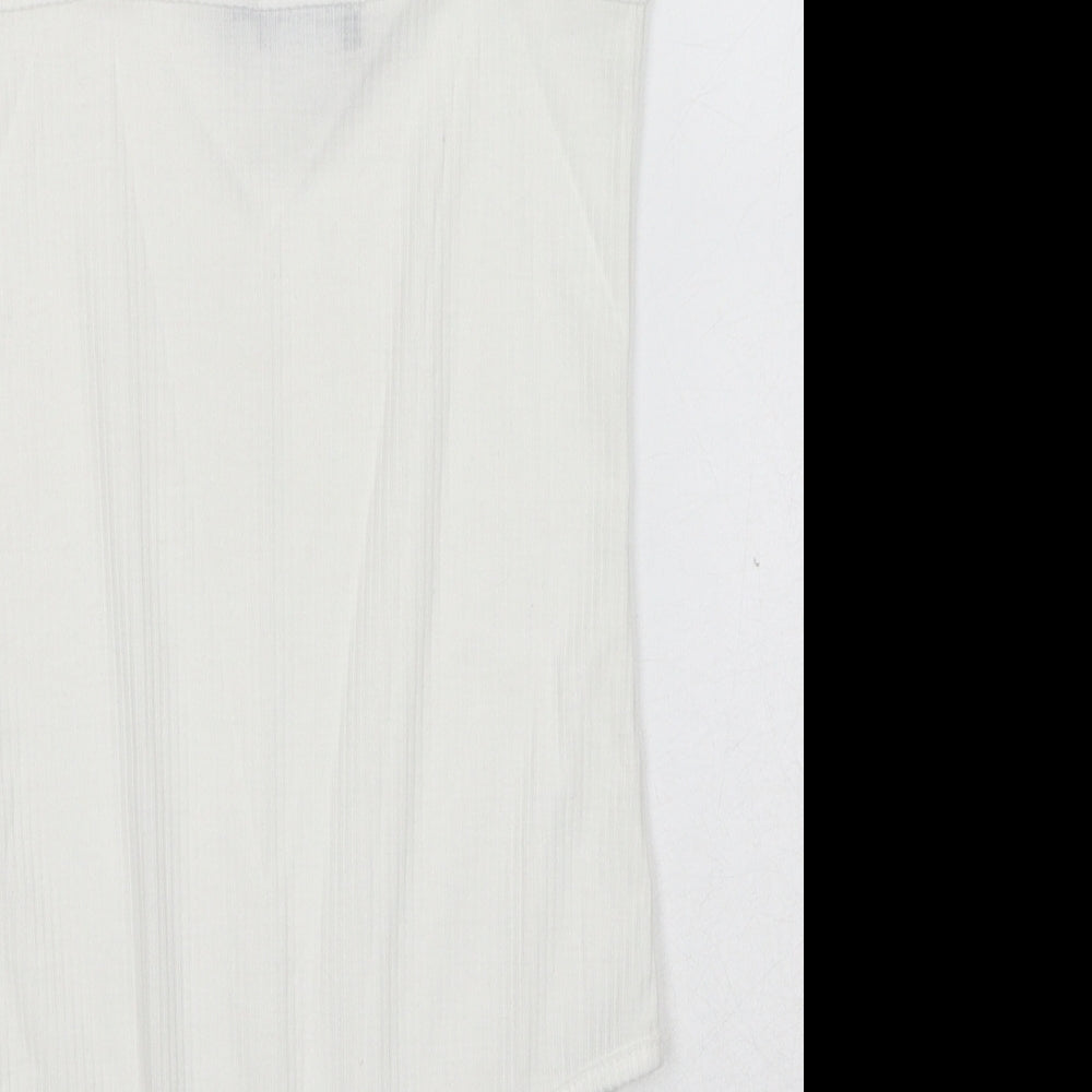 PRETTYLITTLETHING Womens White Polyester Bodysuit One-Piece Size 10 Snap