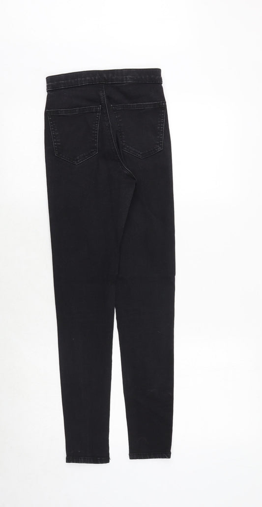 Topshop Womens Black Cotton Skinny Jeans Size 26 in Regular Zip