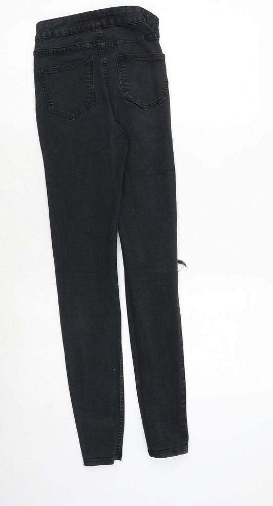 New Look Womens Black Cotton Skinny Jeans Size 6 Regular Zip