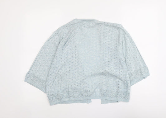 Indigo Womens Blue V-Neck Acrylic Cardigan Jumper Size 14