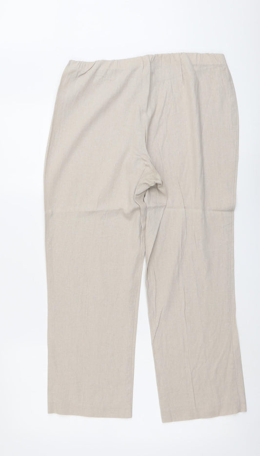 Classic Womens Beige Linen Trousers Size 10 L25 in Regular