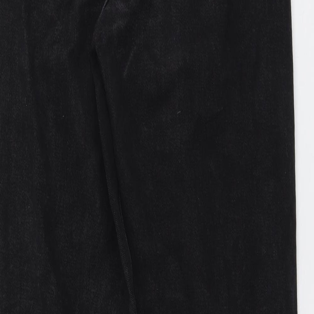 PRETTYLITTLETHING Womens Black Cotton Straight Jeans Size 6 L30 in Regular Button
