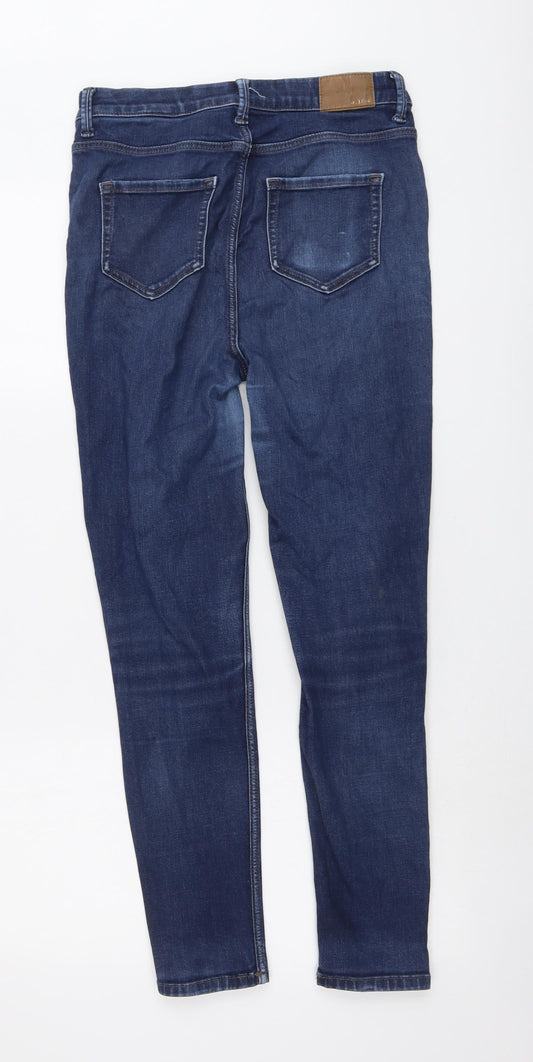 Marks and Spencer Womens Blue Cotton Skinny Jeans Size 10 L27 in Regular Button