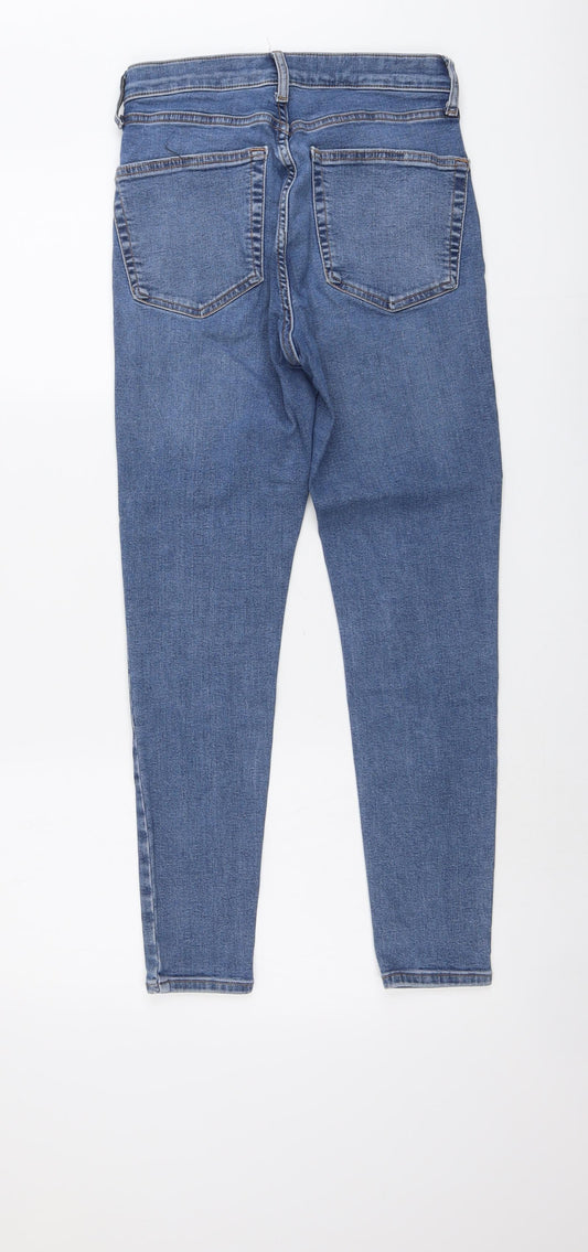 Topshop Womens Blue Cotton Skinny Jeans Size 26 in L26 in Regular Button