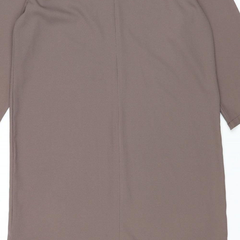 Boohoo Womens Brown Polyester A-Line Size 14 Round Neck Zip
