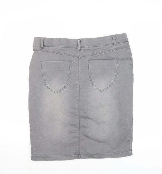 Dorothy Perkins Womens Grey Cotton Straight & Pencil Skirt Size 10