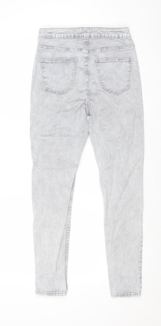 New Look Womens Grey Cotton Skinny Jeans Size 12 Regular Zip