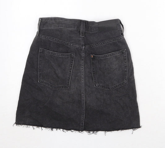 H&M Womens Black Cotton A-Line Skirt Size 6 Zip