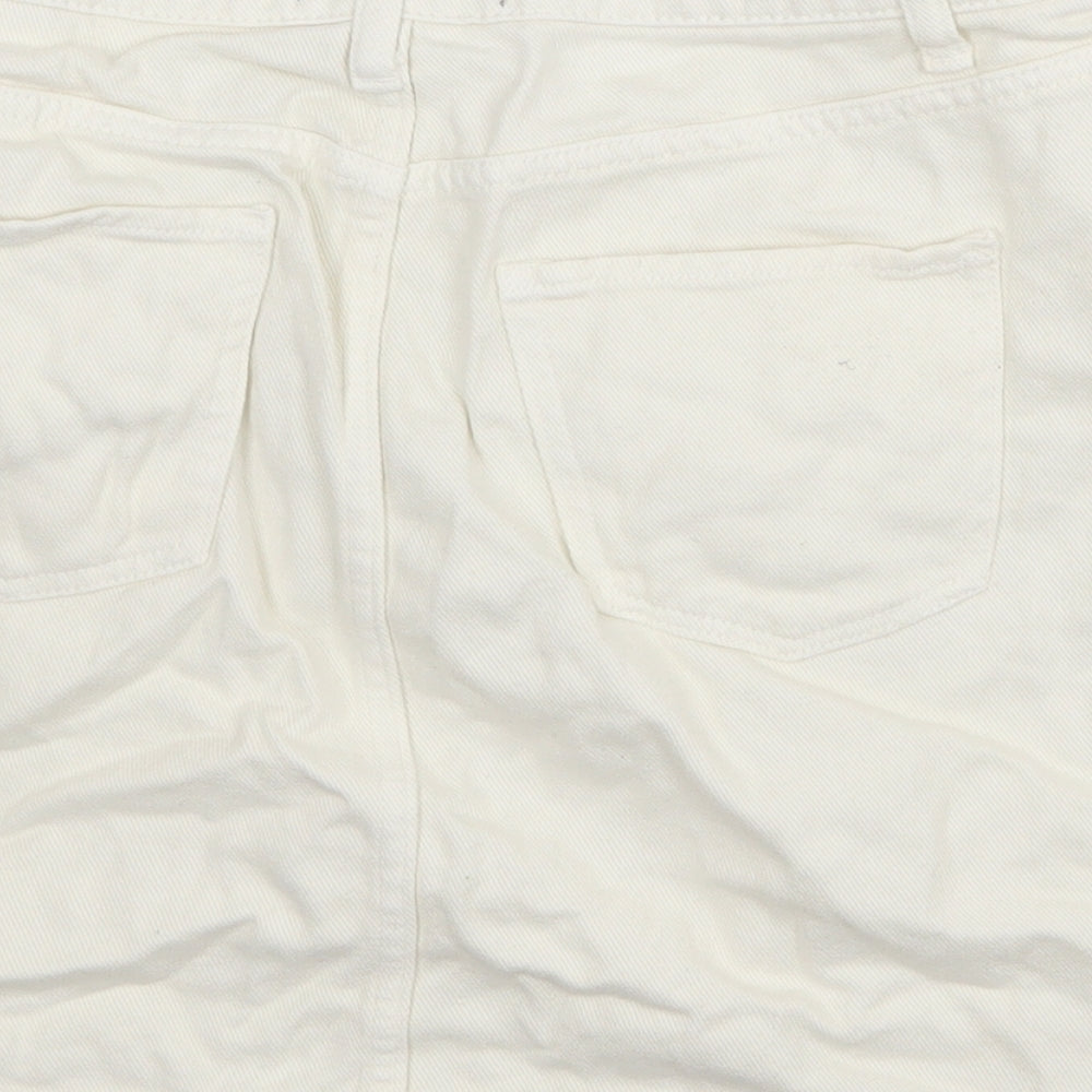 New Look Womens Ivory Cotton A-Line Skirt Size 12 Zip