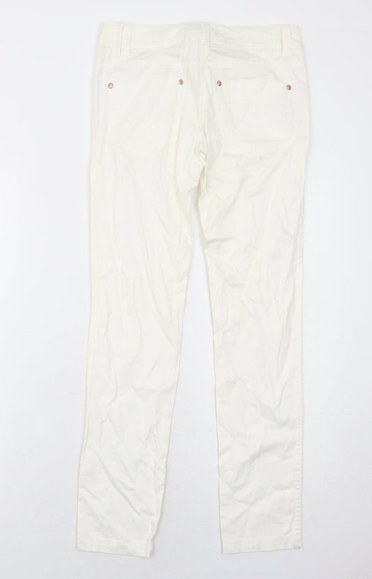 NEXT Womens White Cotton Skinny Jeans Size 6 Regular Zip