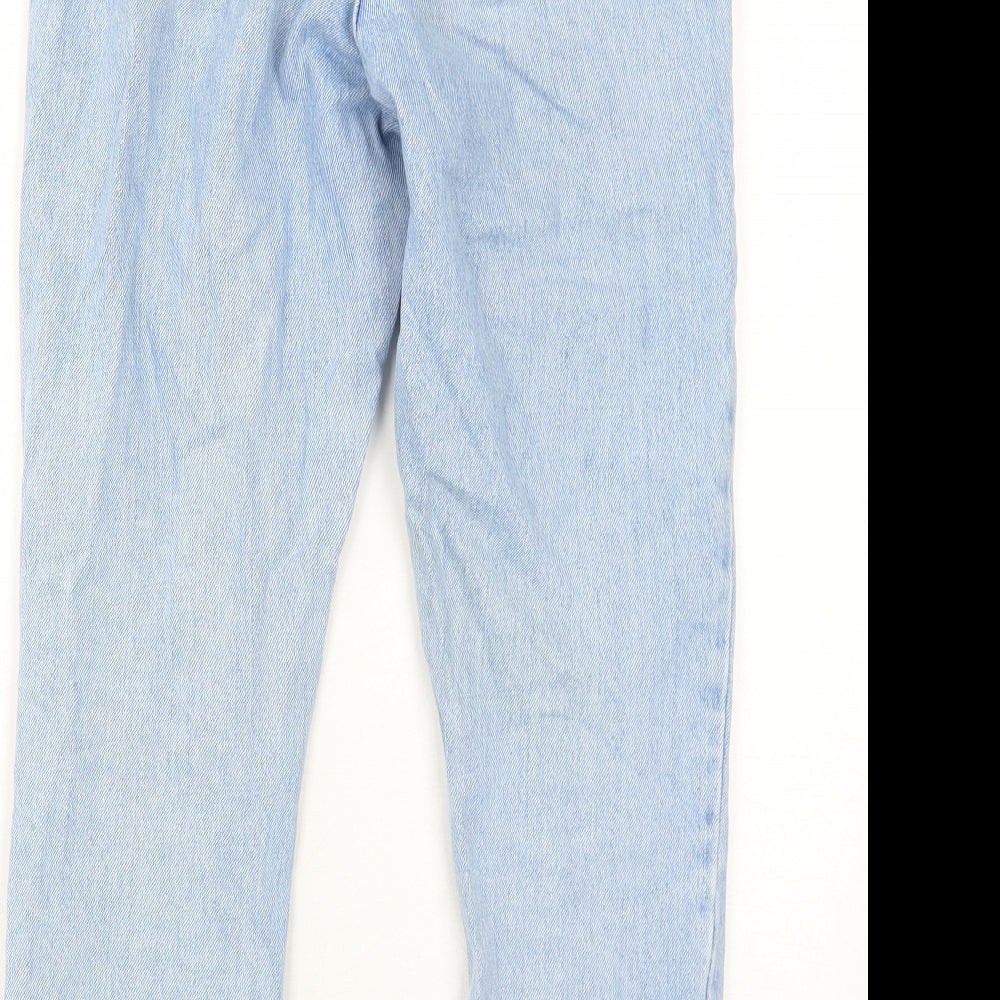 Topshop Womens Blue Cotton Straight Jeans Size 6 L30 in Regular Zip