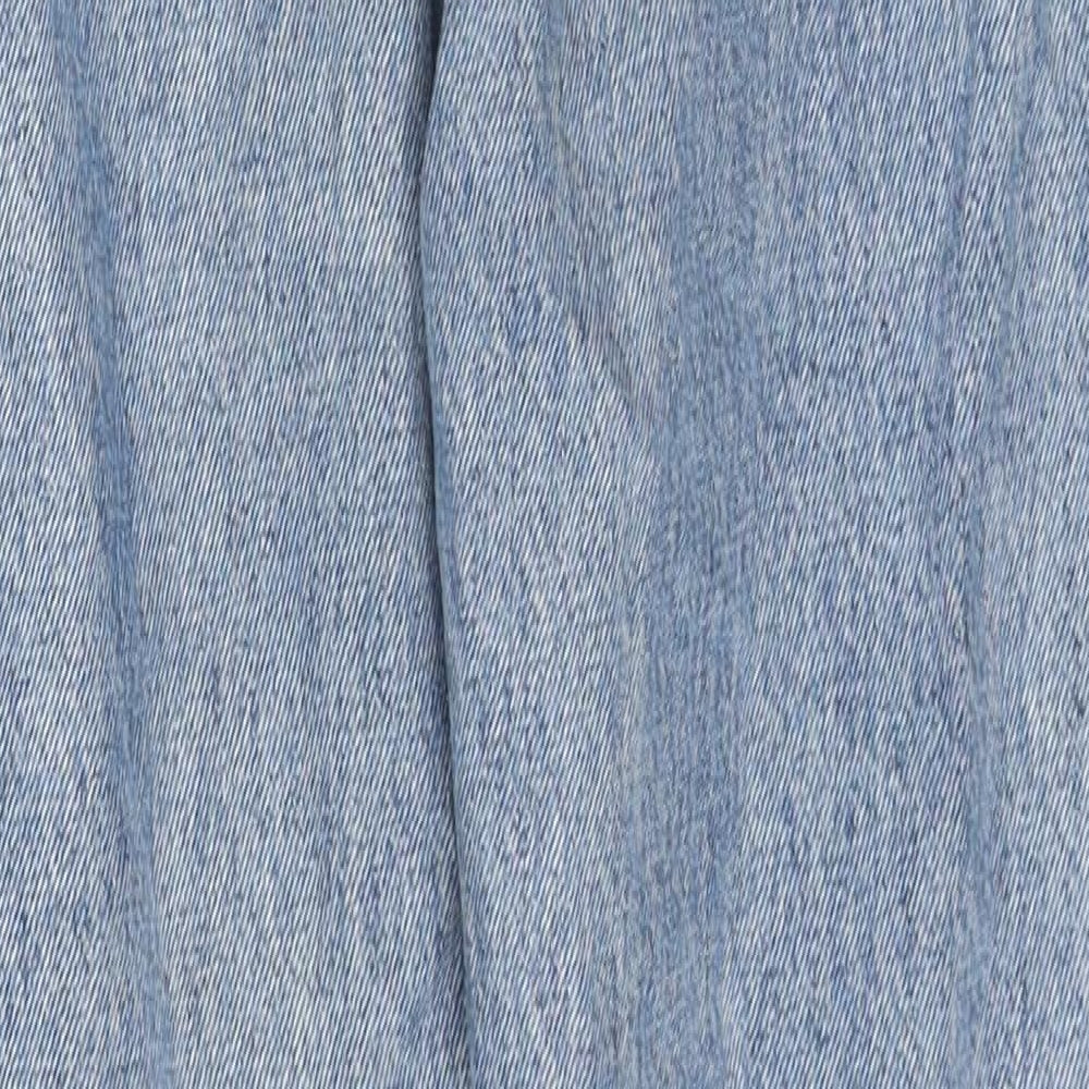 Monki Womens Blue Cotton Straight Jeans Size 25 in Regular Zip