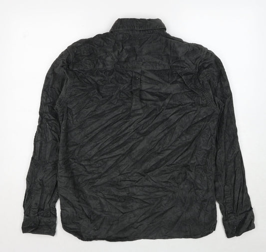 Topman Mens Grey Cotton Button-Up Size M Collared Button